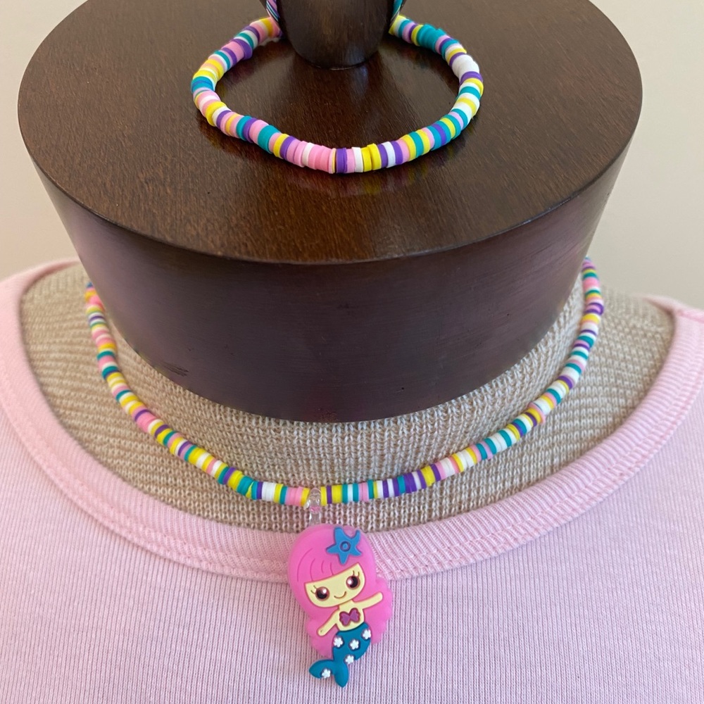 Little Girls Mermaid Necklace and Bracelet Set